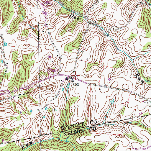 Topographic Map of Spencer County Fire Protection District Station 5, KY