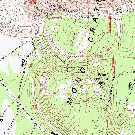 Topographic Map of Mono Craters Tunnel, CA