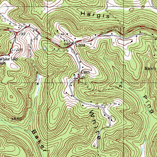Topographic Map of White Lily Fire Department, KY