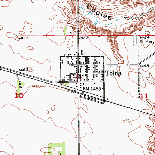 Topographic Map of Tolna Fire Protection District Station, ND