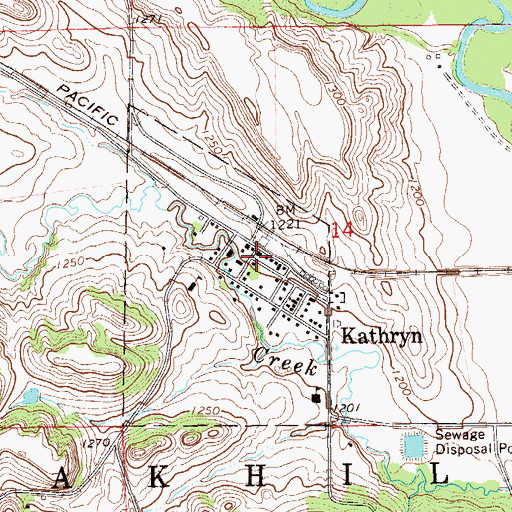 Topographic Map of Kathryn Fire Department, ND