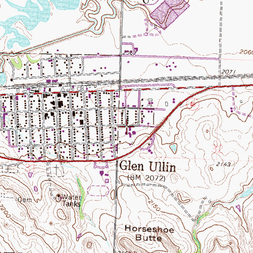 Topographic Map of Glen Ullin Ambulance Service, ND