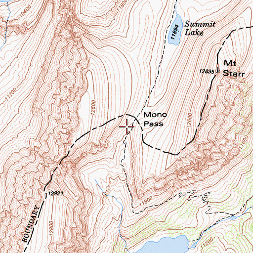 Topographic Map of Mono Pass, CA