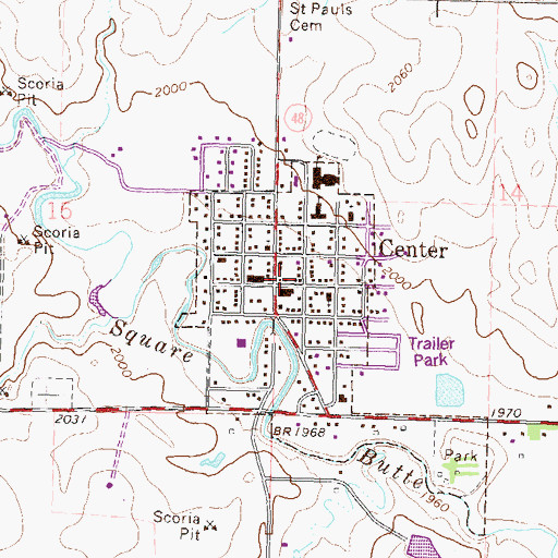Topographic Map of Oliver County Rural Fire Station, ND