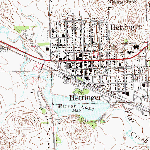 Topographic Map of Hettinger Fire Station, ND