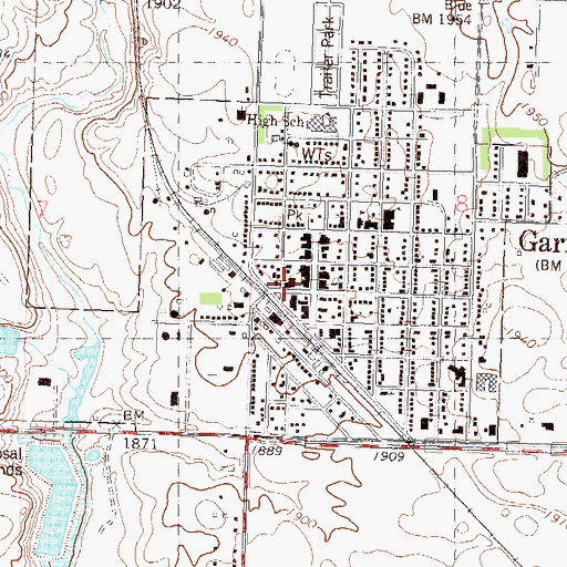 Topographic Map of Garrison Fire Department, ND