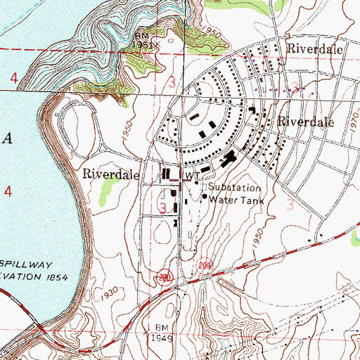 Topographic Map of Riverdale Emergency Services Station, ND