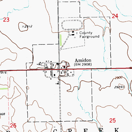 Topographic Map of Amidon Fire Department, ND