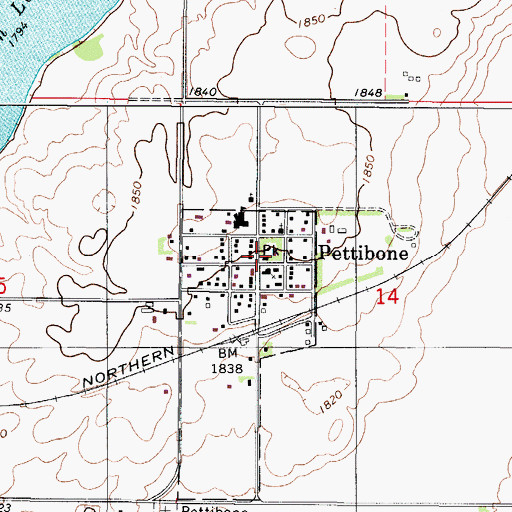 Topographic Map of Pettibone Fire Protection District Station, ND