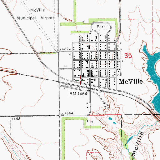 Topographic Map of McVille Fire Department, ND