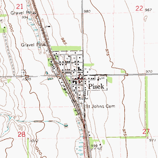 Topographic Map of Pisek Fire Protection District, ND