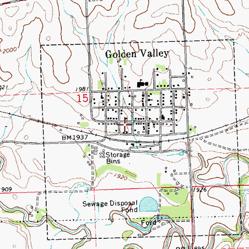 Topographic Map of Golden Valley Fire Protection District Station, ND