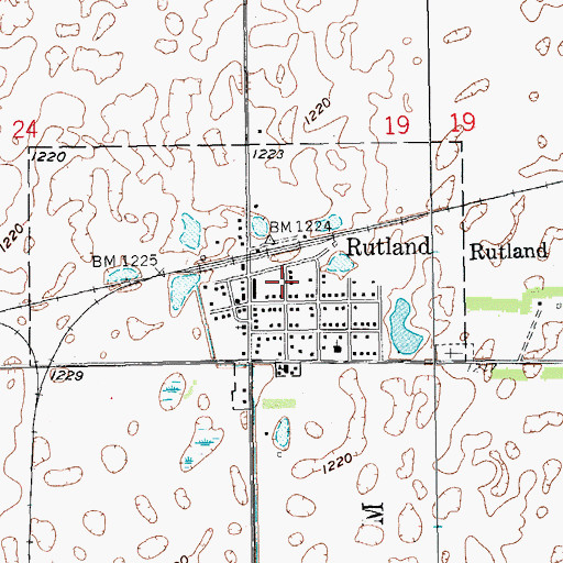 Topographic Map of Rutland - Cayuga Fire Station, ND