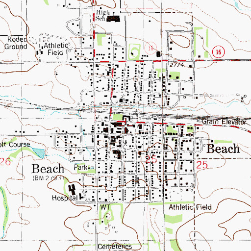 Topographic Map of Beach City Fire Department, ND