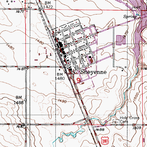 Topographic Map of Sheyenne Fire Station, ND