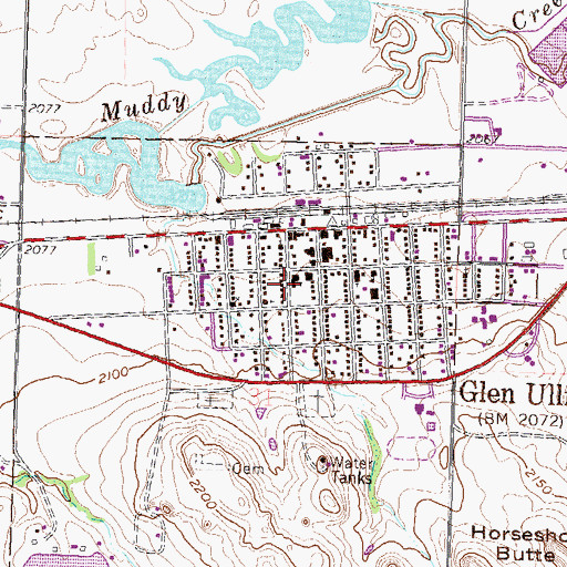 Topographic Map of Glen Ullin Fire Station, ND