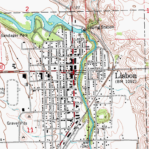 Topographic Map of Lisbon Fire Station, ND