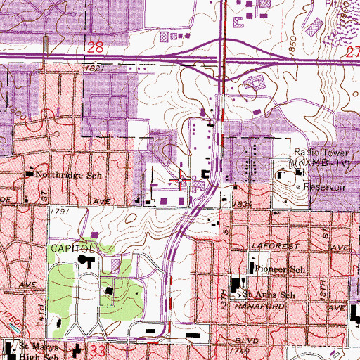 Topographic Map of Bismarck Fire Department Station 1, ND