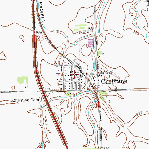 Topographic Map of Christine Community Fire District, ND
