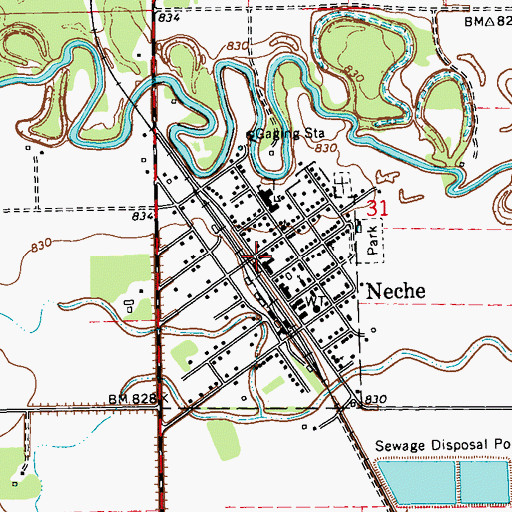 Topographic Map of Neche Fire Protection District Station, ND