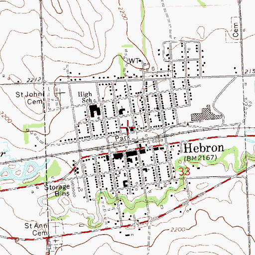 Topographic Map of Hebron Fire Protection District, ND