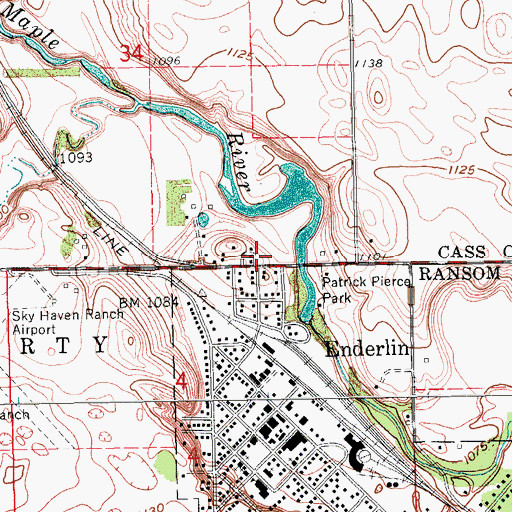 Topographic Map of Enderlin Fire Protection District Station, ND