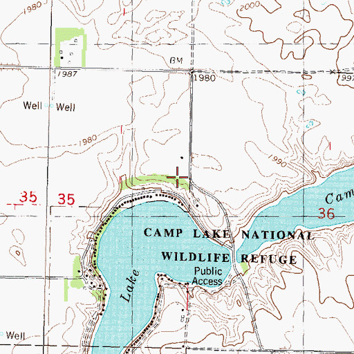 Topographic Map of Strawberry Lake Fire Department, ND