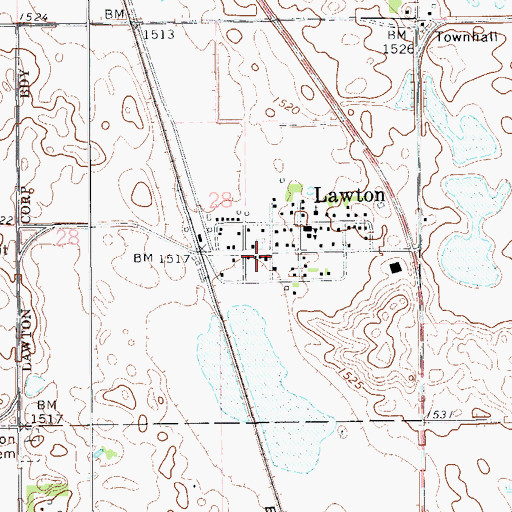 Topographic Map of Lawton Fire Department, ND