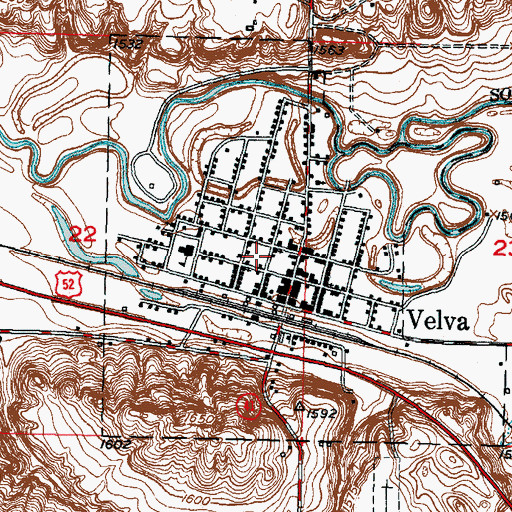 Topographic Map of Velva Fire Department, ND