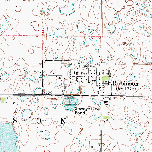 Topographic Map of Robinson Fire Department, ND