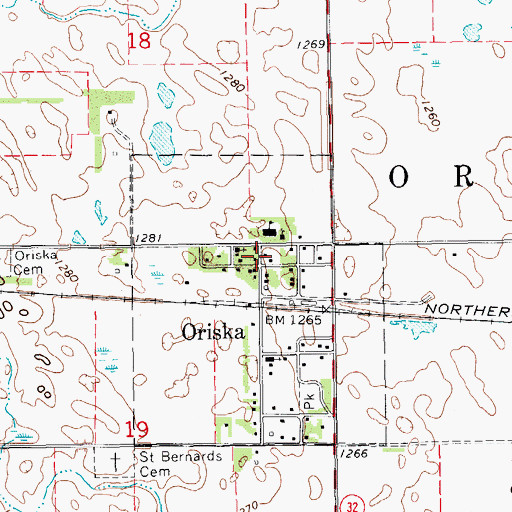 Topographic Map of Oriska Fire Department, ND