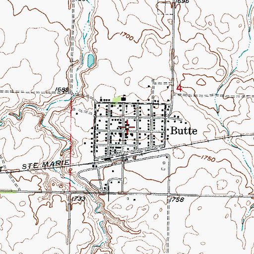 Topographic Map of Butte Rural Fire Protection District, ND