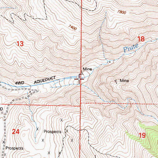 Topographic Map of Monoco Mine, CA