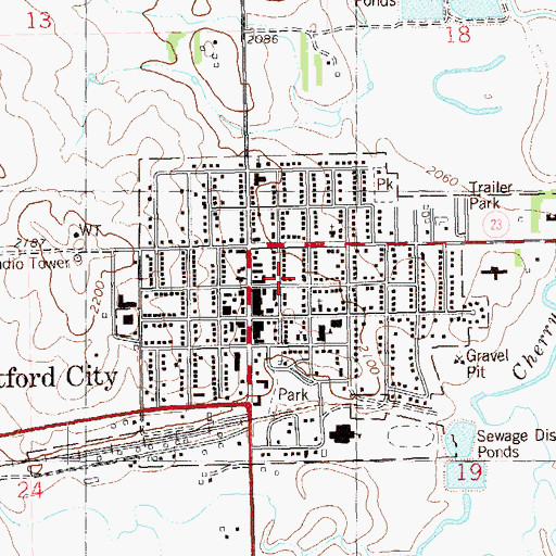 Topographic Map of Watford City Fire Station, ND