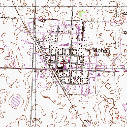 Topographic Map of Mohall Fire Department, ND
