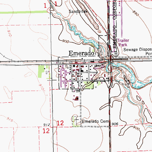 Topographic Map of Emerado Volunteer Fire Department, ND