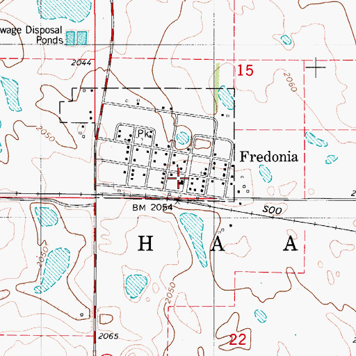 Topographic Map of Fredonia Fire Protection District Station, ND