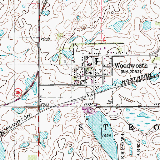 Topographic Map of Woodworth Fire Station, ND