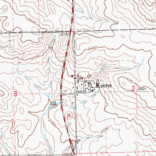 Topographic Map of Keene Fire Department, ND
