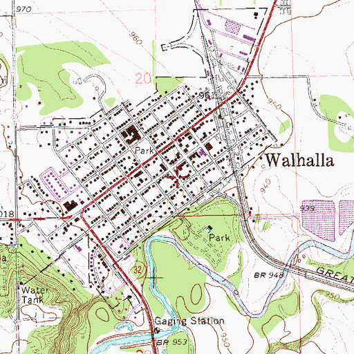 Topographic Map of Walhalla Fire Department and Fire Protection District, ND