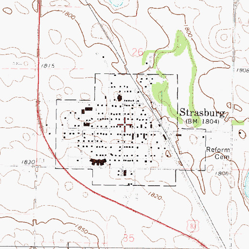 Topographic Map of Strasburg Fire Department, ND