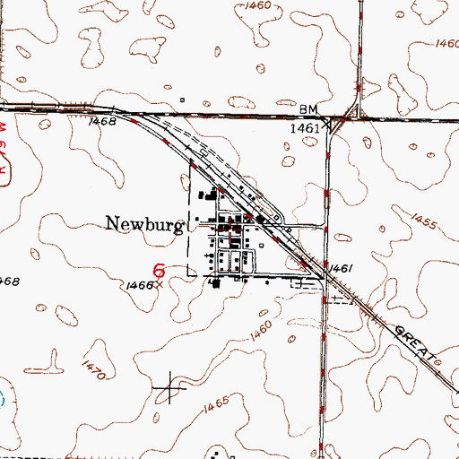 Topographic Map of Newburg Fire Station, ND