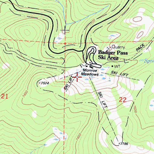 Topographic Map of Monroe Meadows, CA