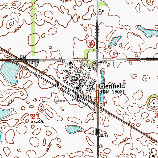 Topographic Map of Glenfield Fire Protection District, ND