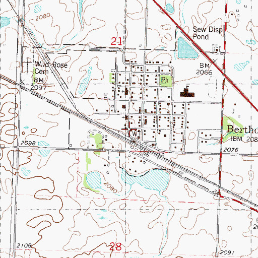 Topographic Map of Berthold Fire Department, ND