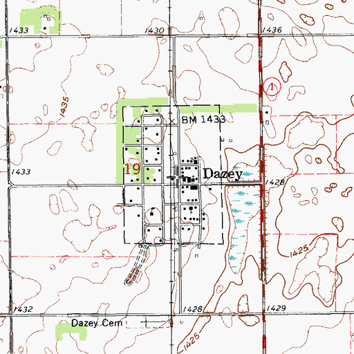 Topographic Map of Dazey Fire Department, ND