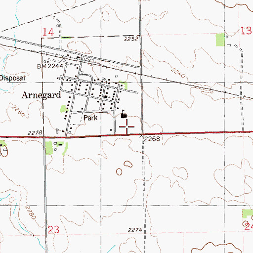 Topographic Map of Arnegard Rural Fire Protection District Station, ND