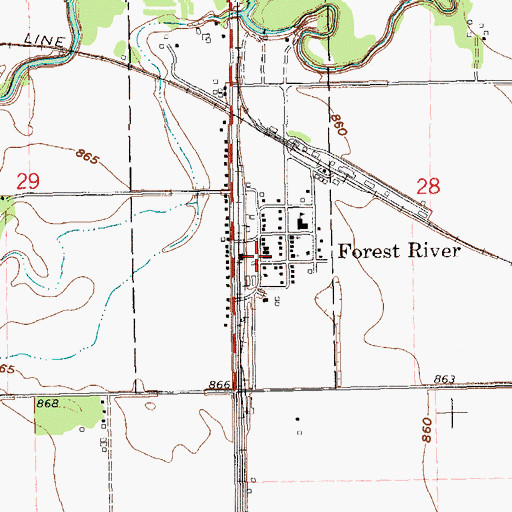 Topographic Map of Forest River Fire Department, ND