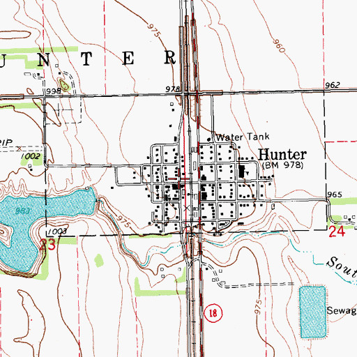 Topographic Map of Hunter Volunteer Fire Department, ND