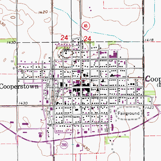 Topographic Map of Cooperstown City Ambulance Service and Fire Station, ND